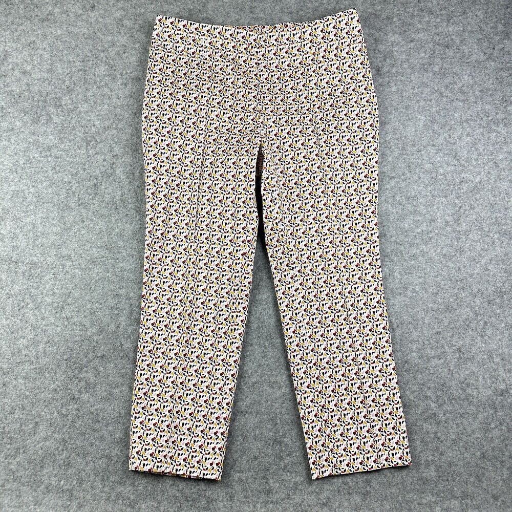 Akris Punto Franca Pants Womens 12 Colorful Geometric Stretch Cotton Trouser Zip